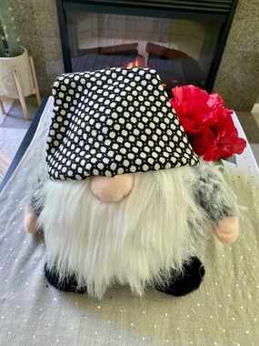 Plush Crinkle Gnome Dog Toy, Black/White/Grey13 Inch